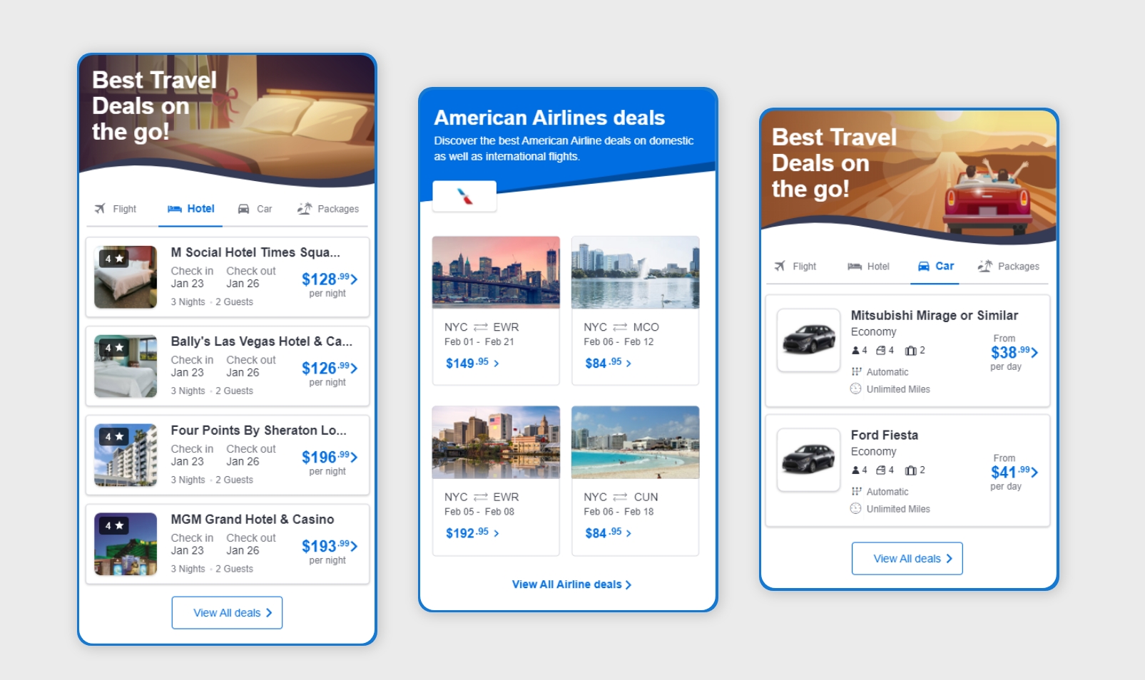 OTA Deals UI — category browse