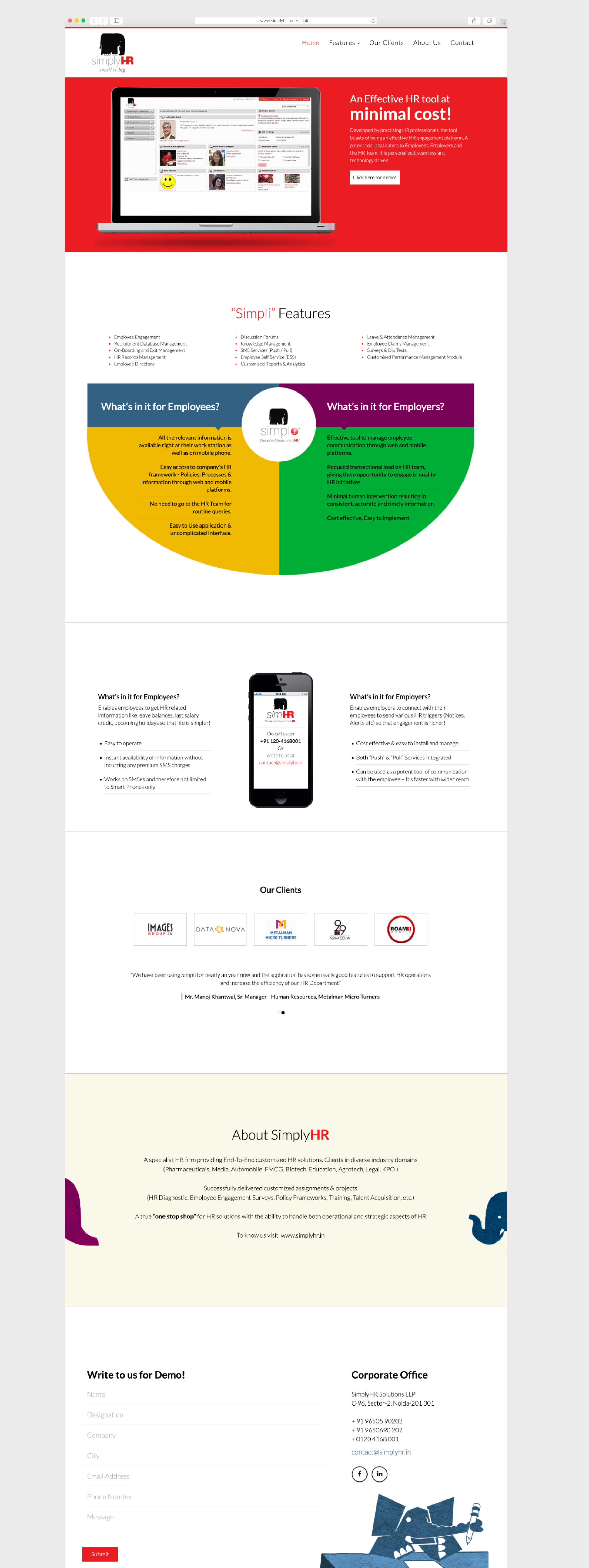 SimplyHR Simpli desktop landing page