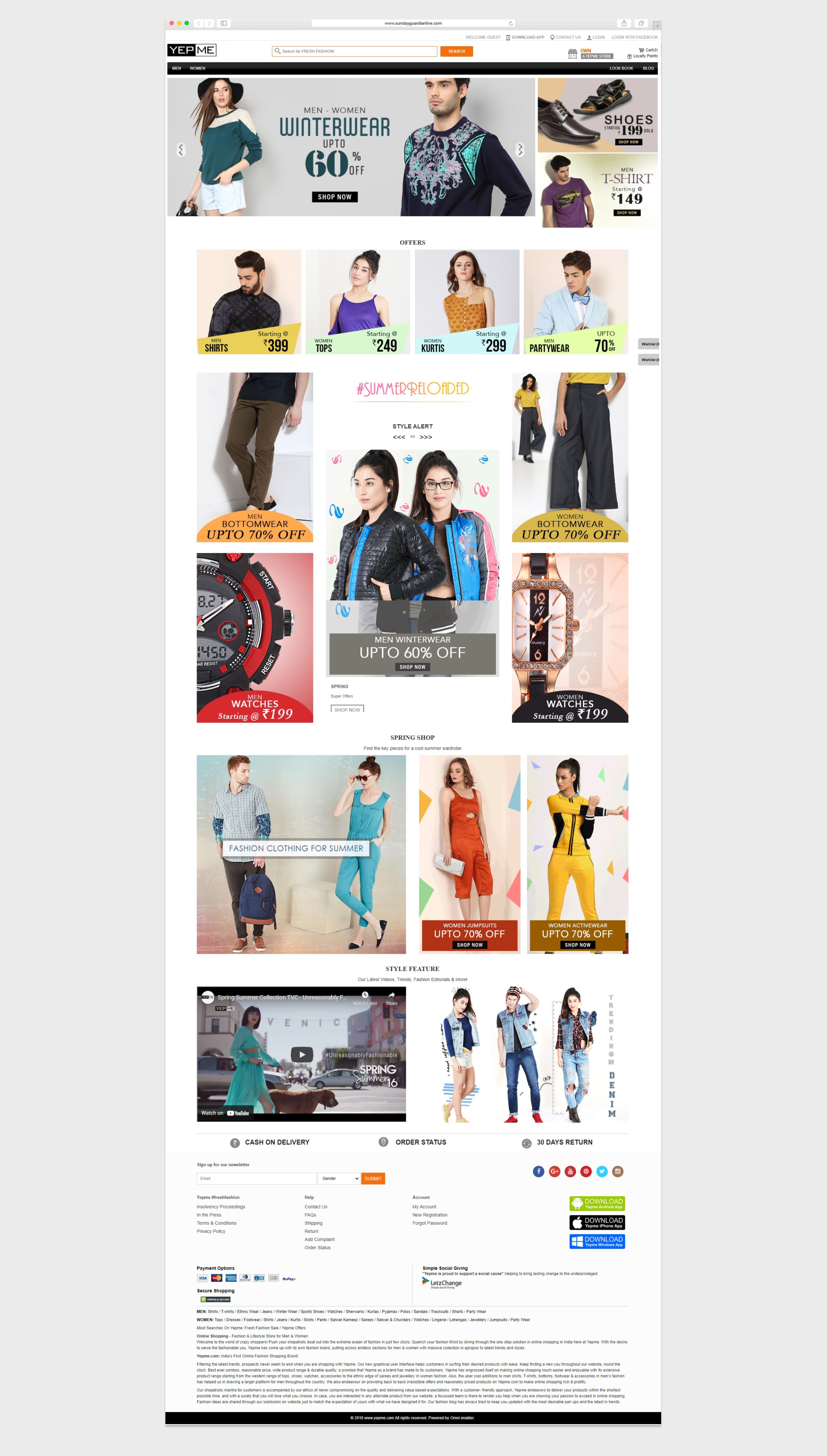 Yepme new homepage